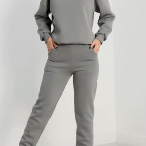 bisiklet yaka eşofman takımı 3 İplik antrasit