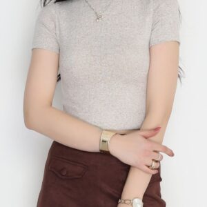 kısa kol yumoş body bej