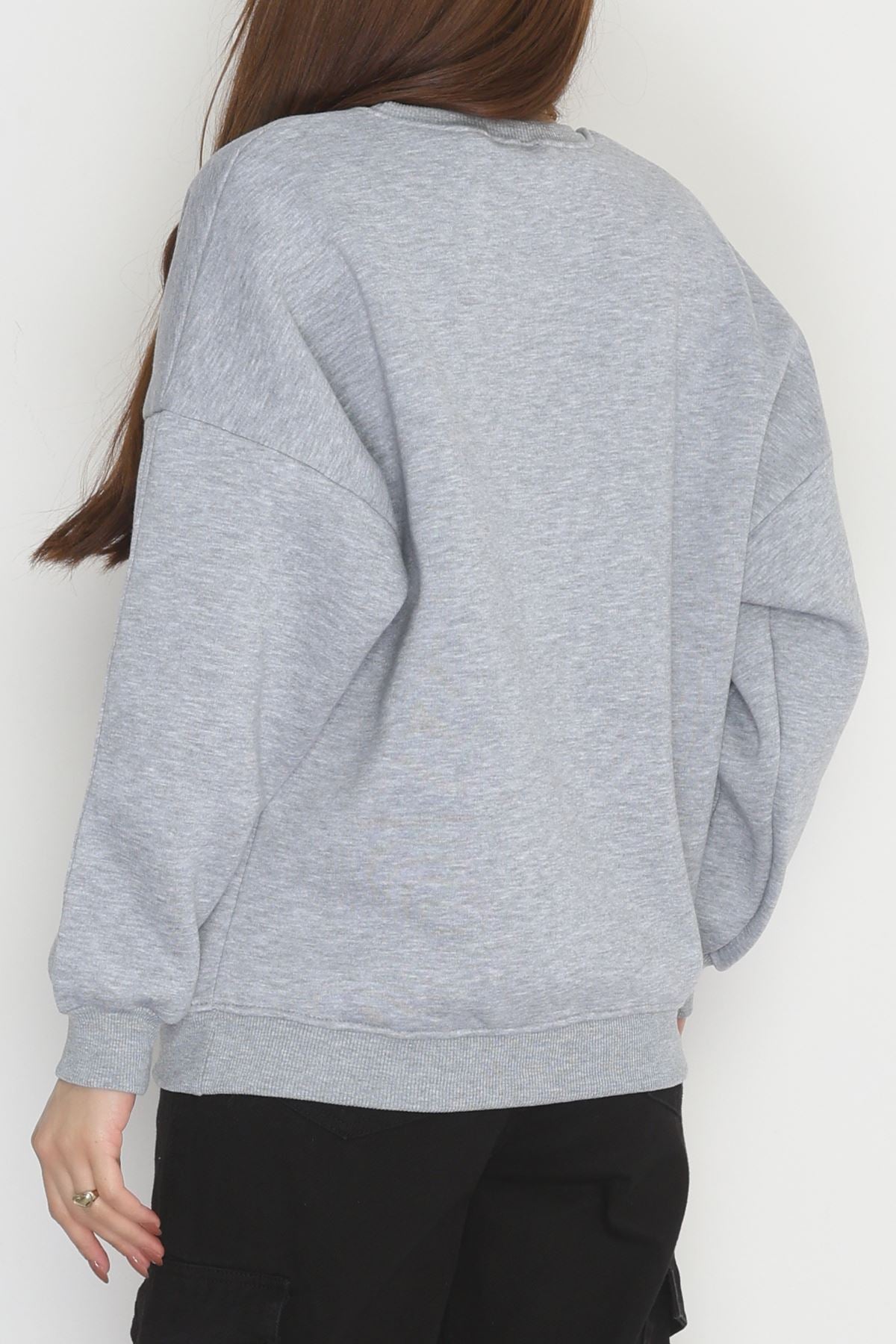 Şardonlu oversize sweat 3 İplik gri Şardonlu oversize sweat 3 İplik gri