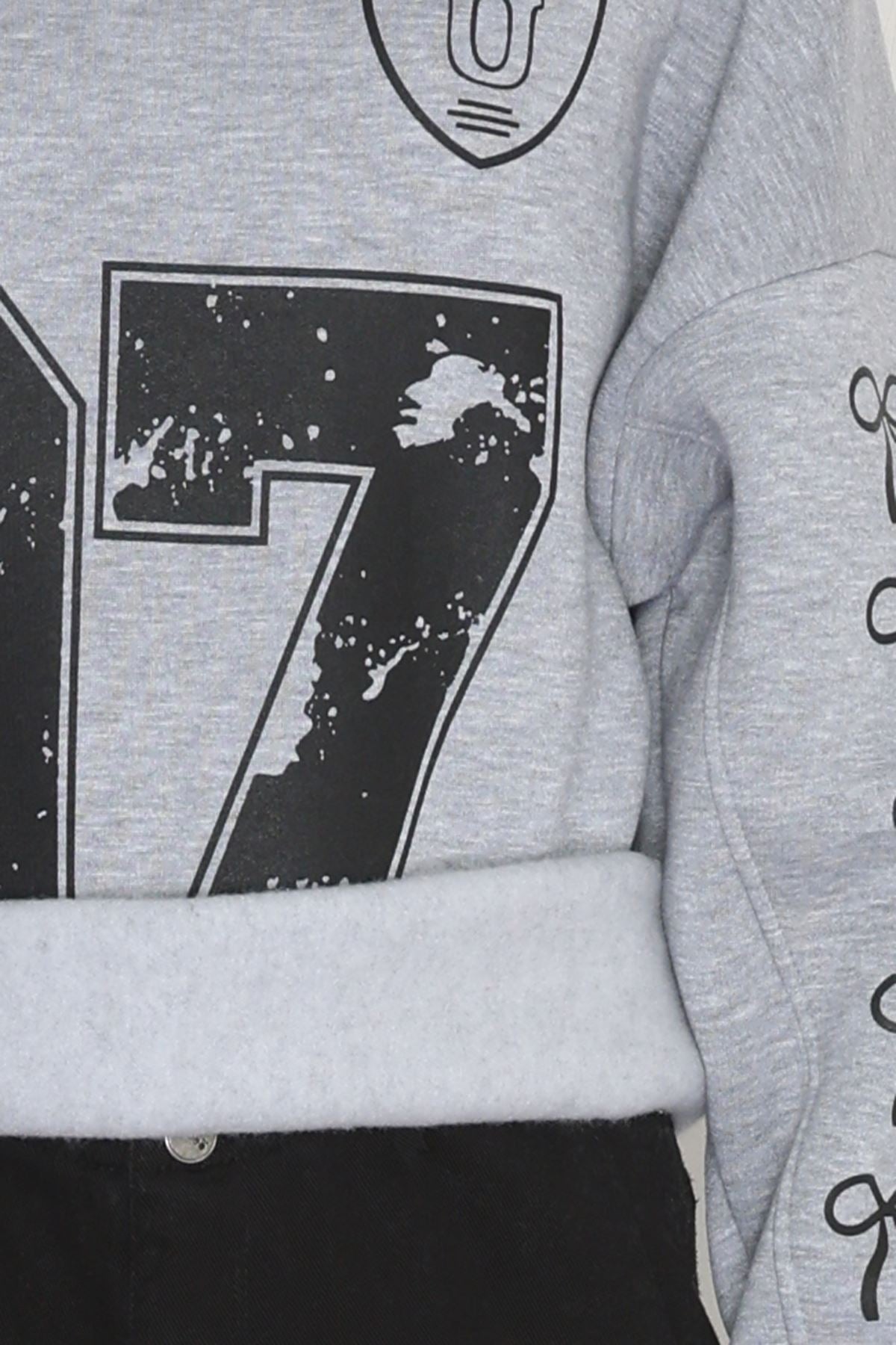 Şardonlu oversize sweat 3 İplik gri Şardonlu oversize sweat 3 İplik gri