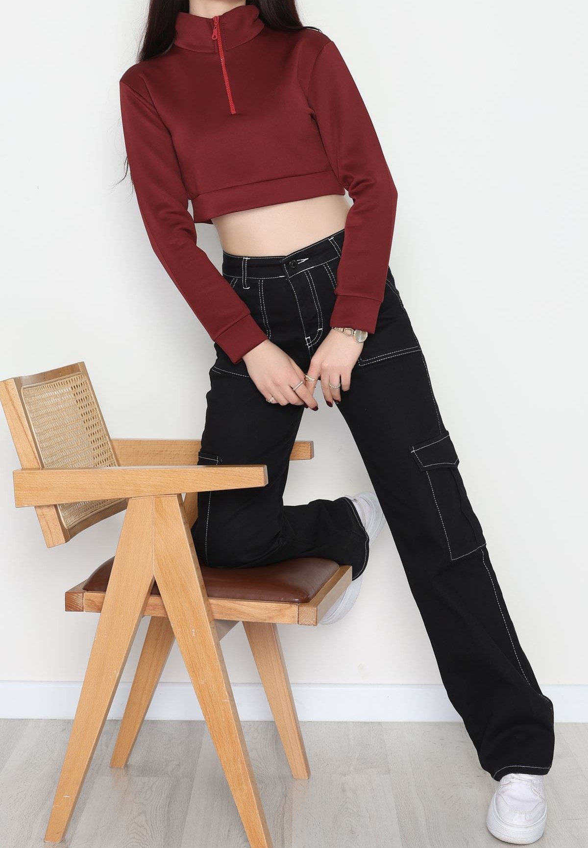 kadın scuba yarım fermuarlı dar kalıp sweatshirt kadın scuba yarım fermuarlı dar kalıp sweatshirt