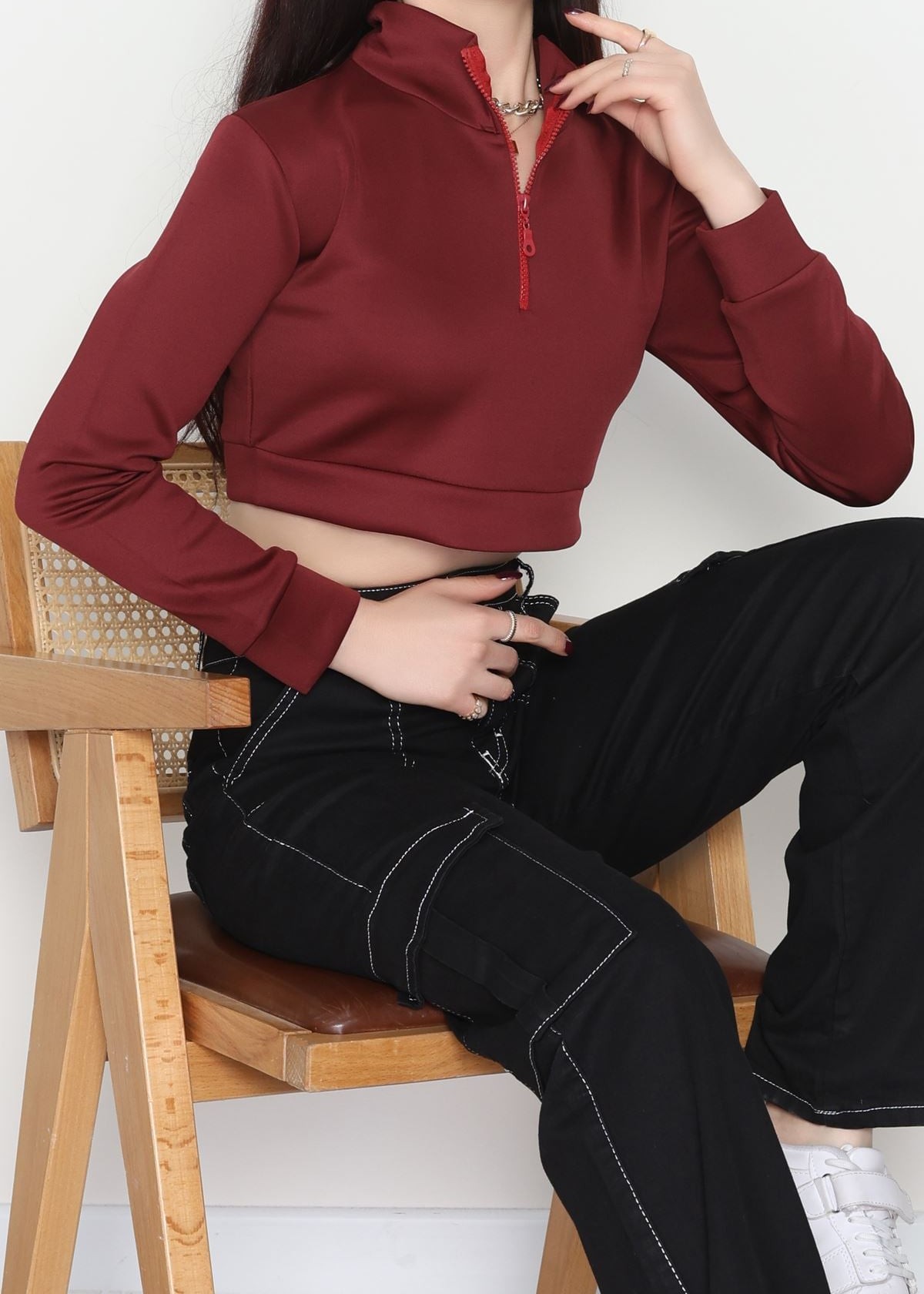 kadın scuba yarım fermuarlı dar kalıp sweatshirt kadın scuba yarım fermuarlı dar kalıp sweatshirt