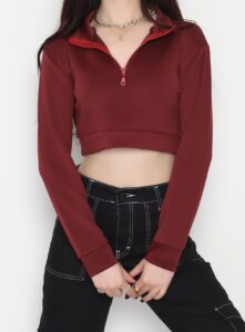 kadın scuba yarım fermuarlı dar kalıp sweatshirt