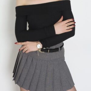 madonna yaka crop pamuklu likralı yumoş body – siyah