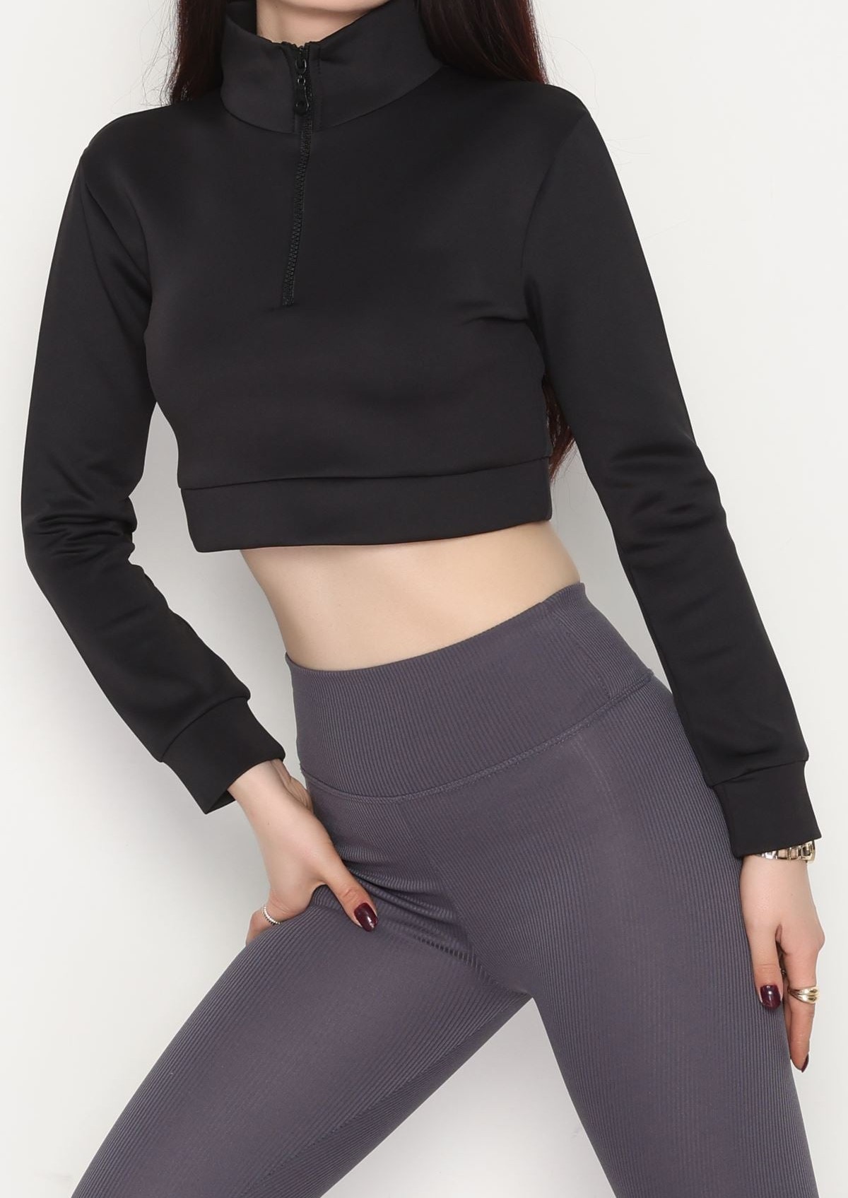 kadın scuba yarım fermuarlı dar kalıp sweatshirt kadın scuba yarım fermuarlı dar kalıp sweatshirt
