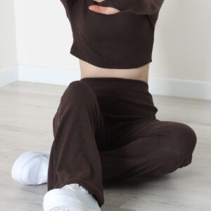 raporlu ribana likralı vücuda oturan ikili takım – açık kahve